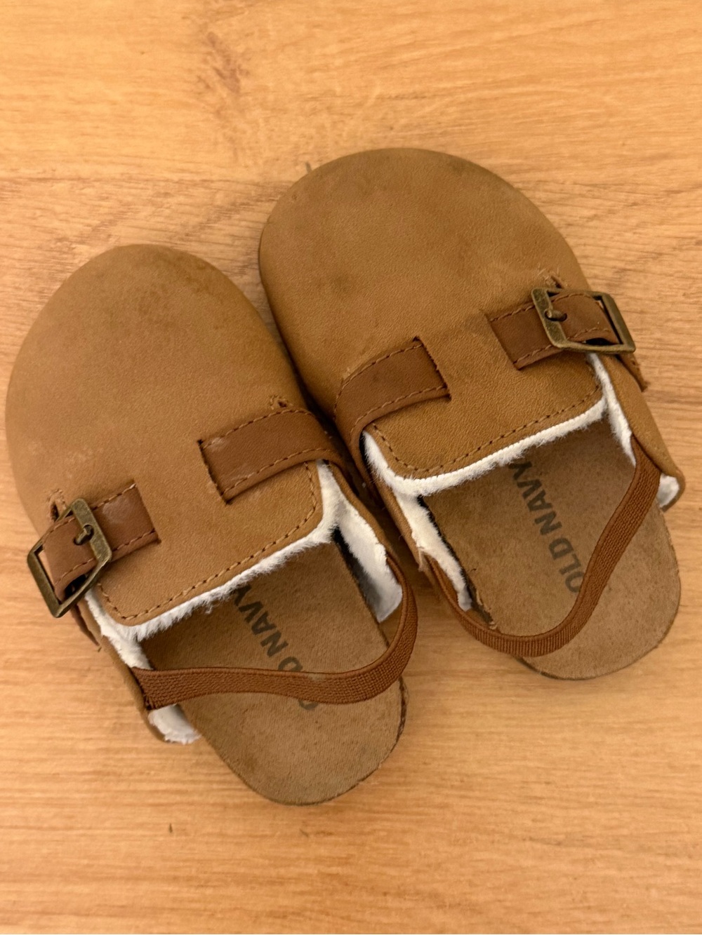 Old Navy Tan/Brown Baby Slip-On Sandals with Buckle Detail